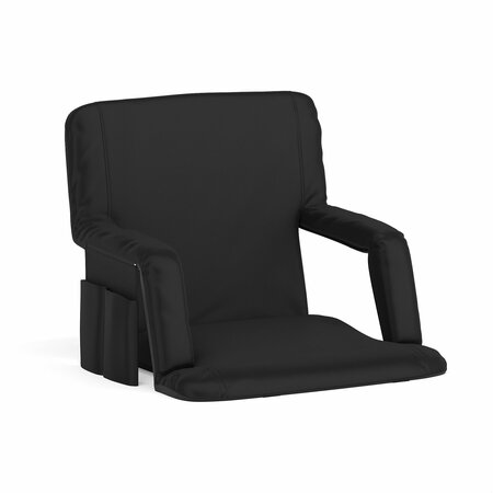 FLASH FURNITURE Black Padded Reclining Stadium Chair with Armrests FV-FA090-BK-GG